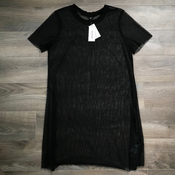 Guess Mesh T-Shirt Dress | Black | XL - Picture 3 of 5
